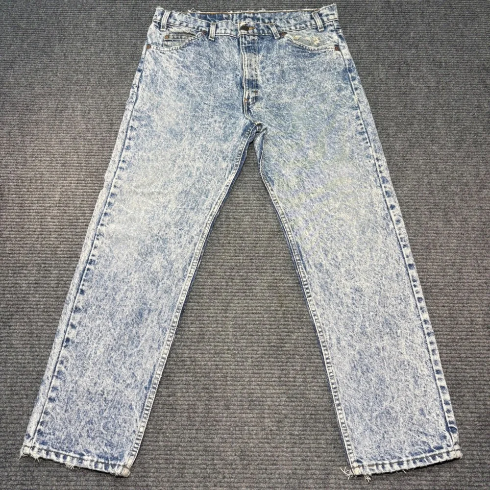 Vintage Levis 505 Acid Wash Jeans Mens 36x30 Orange Tab‎ Made in USA Denim Blue
